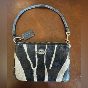 Coach Zebra Print Black and Cream Wristlet With Hangtag